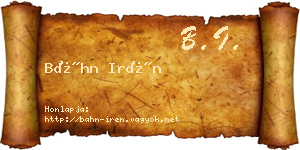 Báhn Irén névjegykártya